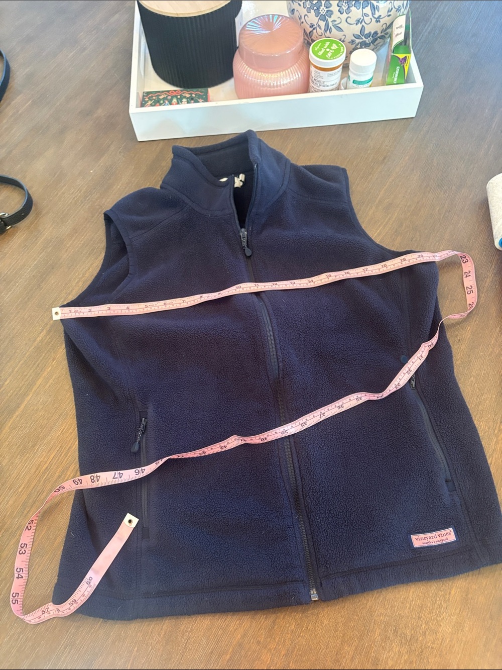 Woman’s Medium Navy Fleece Vest - Lightweight Zip Front Jacket